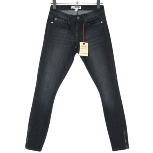 Forever 21 NEW Women's Black Ombre Skinny Side Ankle Zip Jeans Size 24 or 0 2 - Picture 1 of 11